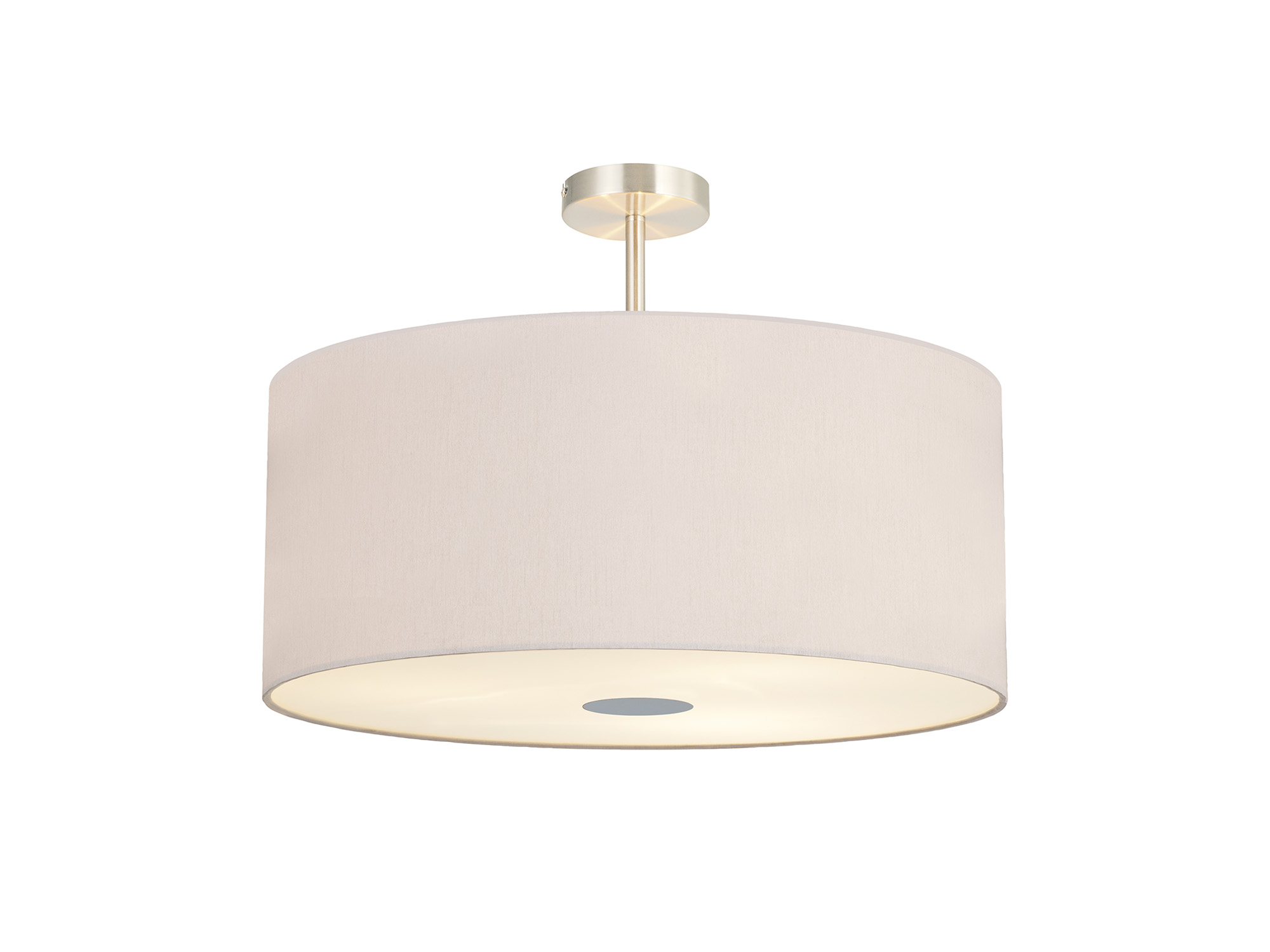 DK0532  Baymont 60cm Semi Flush Flush 5 Light Satin Nickel, Nude Beige/Moonlight, Frosted Diffuser
